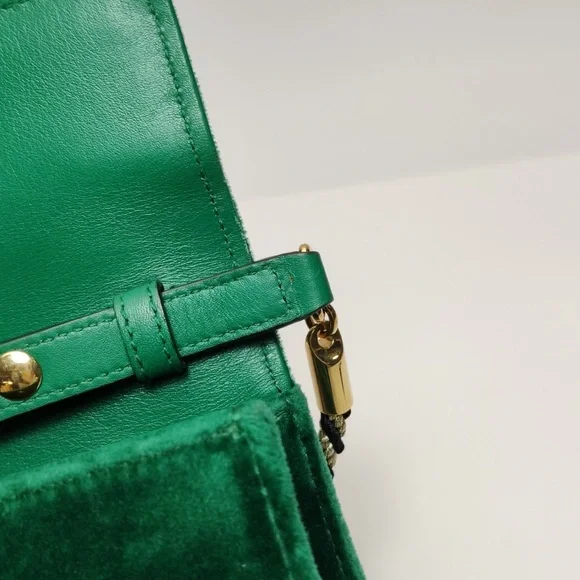 Green Velvet Designer Shoulder Bag - Picture 11 of 14